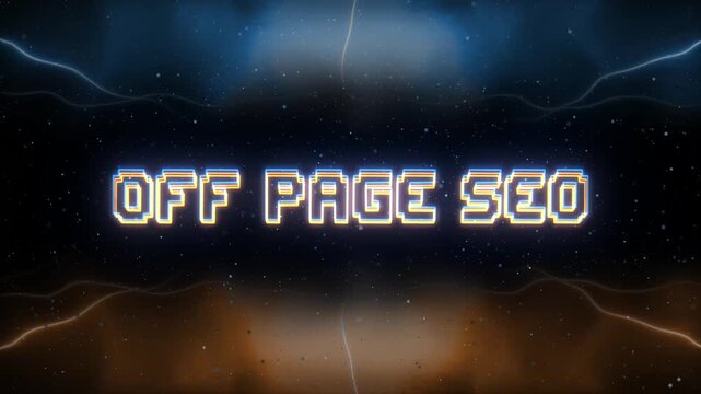 Off Page SEO Neon text with retro style background