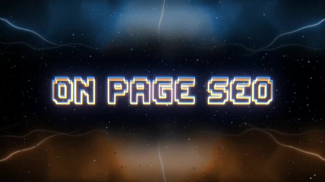 On Page SEO Neon text with retro style background