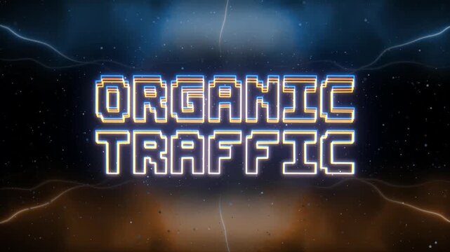 Organic Traffic Neon text with retro style background