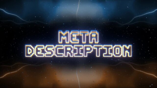 Meta Description Neon text with retro style background
