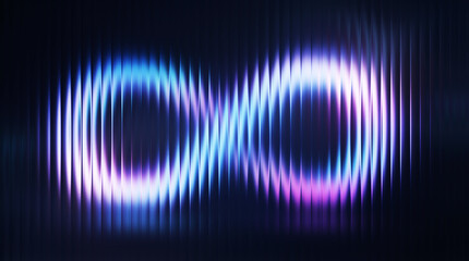 Glowing infinity symbol with digital scanline texture, neon blue and purple light loop, futuristic abstract background for technology and data concepts © Syed