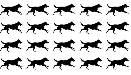 Fototapeta premium Dog Running Motion Sequence Silhouette Animation Frames Vector Set HD 4K