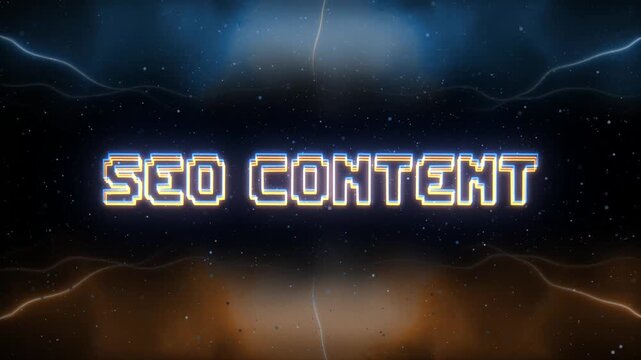 SEO Content Neon text with retro style background