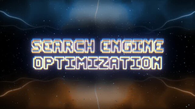 Search Engine Optimization Neon text with retro style