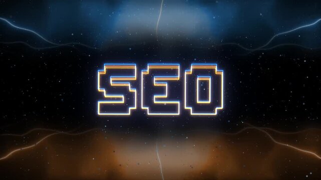 SEO Neon text with retro style background