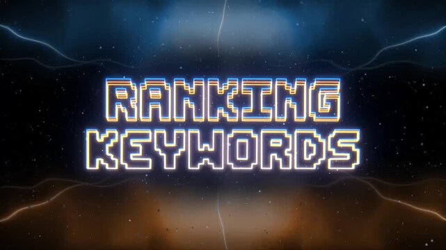 Ranking Keywords Neon text with retro style background