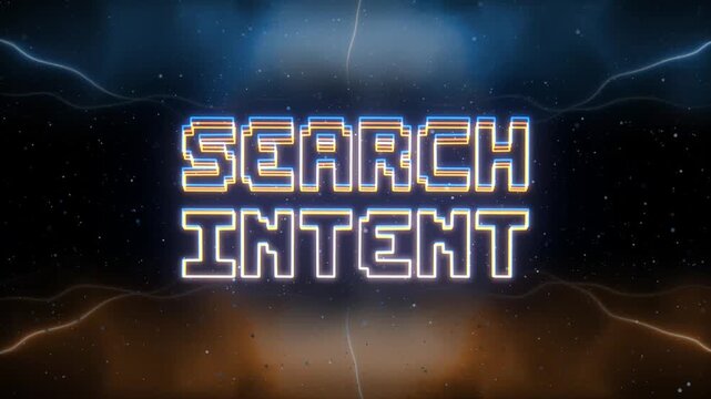 Search Intent Neon text with retro style background