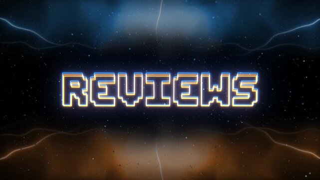 Reviews Neon text with retro style background