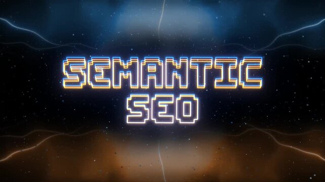 Semantic SEO Neon text with retro style background