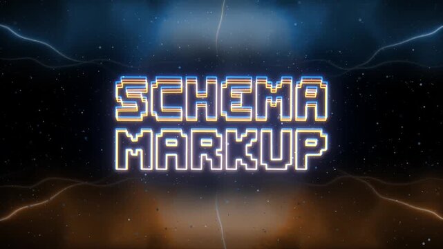 Schema Markup Neon text with retro style background