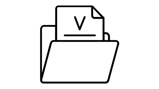 Legal justice folder with document and paragraph symbol, minimalist black line vector icon illustration for law, court cases, compliance, and administrative filing, scalable AI-generated graphic.