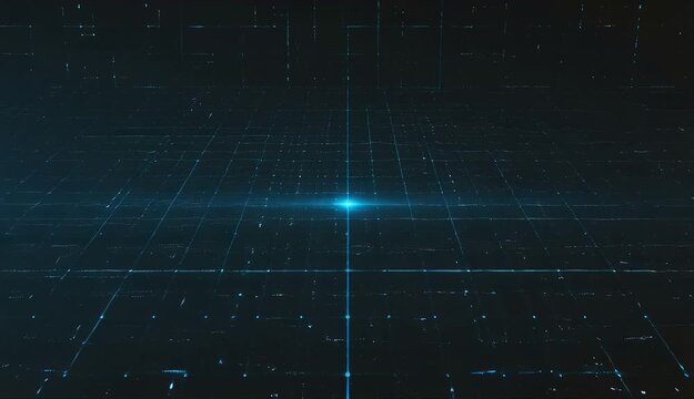 Abstract blue background with stars and futuristic digital tech patterns featuring light lines and green network data squares for a professional business website wallpaper
