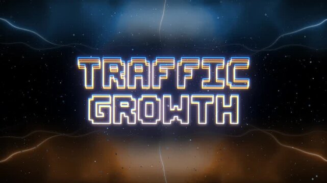 Traffic Growth Neon text with retro style background