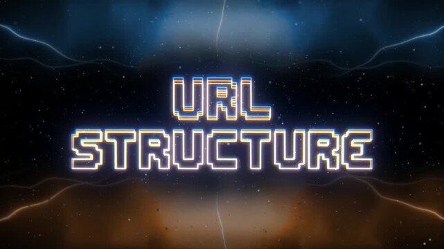 URL Structure Neon text with retro style background