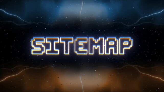 Sitemap Neon text with retro style background