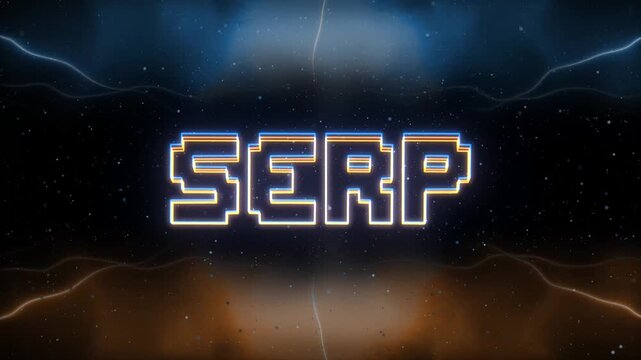 SERP Neon text with retro style background