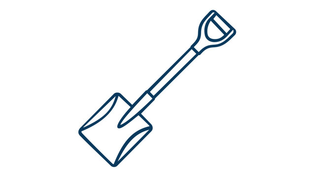 Minimalist Shovel Vector Icon Illustration for Gardening, Farming, and Construction Projects. Clean Line Art Spade Design for Landscaping, Digging, and Agricultural Work. Scalable AI-Generated