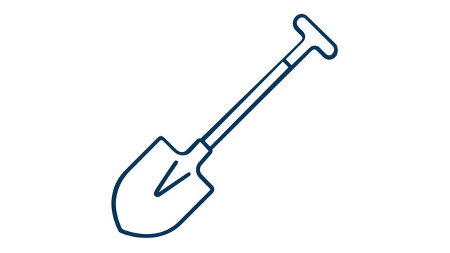 Minimalist Shovel Vector Icon Illustration for Gardening, Farming, and Construction Projects. Clean Line Art Spade Symbol for Agriculture, Landscaping, and Soil Digging Design Elements.