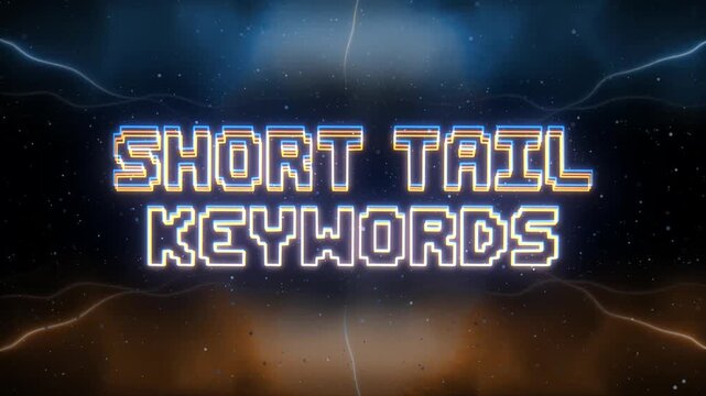 Short Tail Keywords Neon text with retro style