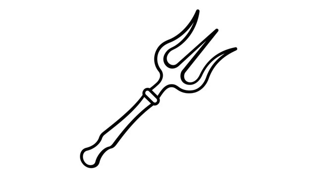Pitchfork vector icon illustration for agriculture and farming, minimalist black line art design of a garden tool or pitchfork isolated on white background, scalable AI-generated graphic resource.