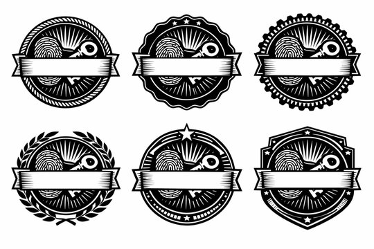Vintage emblem set with key and banner design