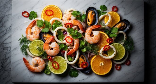 A vibrant stack of fresh red, green, and yellow chili peppers covered in water droplets against a dark background.
