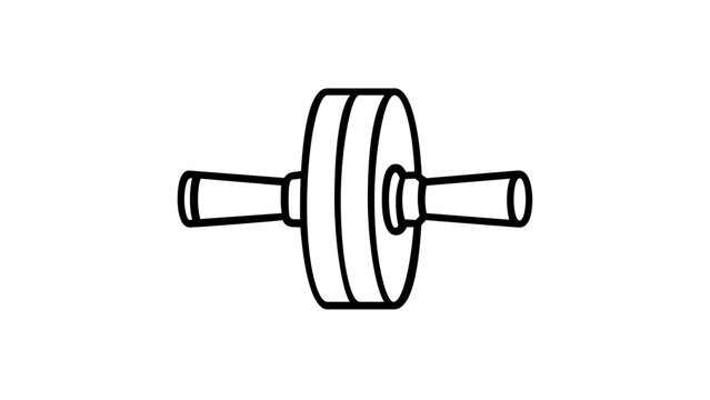 Ab Roller Vector Icon Illustration for Fitness and Core Workout. Minimalist Line Art Design of Abdominal Wheel Exercise Equipment for Gym, Health, Bodybuilding, and Strength Training Projects.