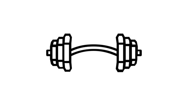Minimalist Vector Line Icon Illustration of a Curved EZ Barbell with Weights for Fitness, Bodybuilding, and Strength Training, Scalable Flat Design for Gym Apps and Workout Graphics