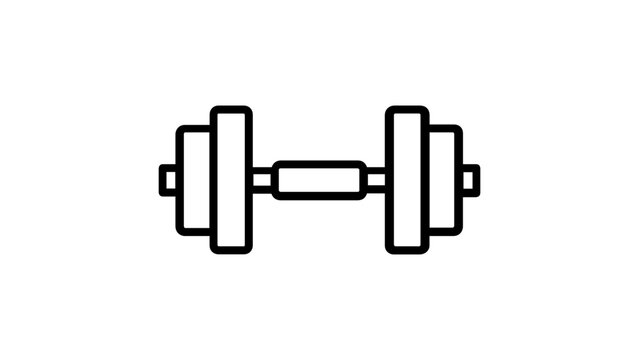 Minimalist black and white line art vector icon illustration of a dumbbell or ankle weight for fitness, bodybuilding, gym workouts, and strength training, scalable flat design for web and apps.