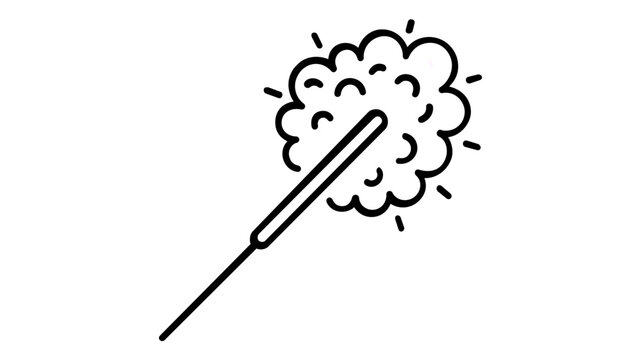 Minimalist vector illustration of a burning sparkler or magic wand with a cloud-like burst, perfect for party, celebration, holiday, and festive event graphic design elements.