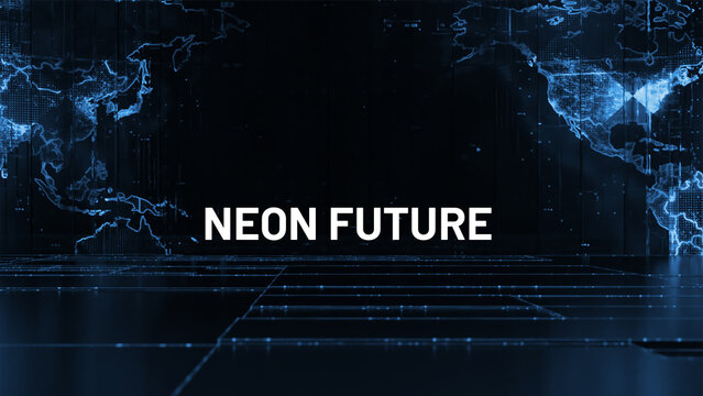 Creative, Neon Future Typography, World Map Concept Design Background
