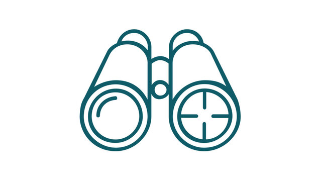 Binoculars line icon vector illustration for camping, outdoor adventure, bird watching, and scouting. Minimalist flat design scalable graphic for travel, exploration, and discovery equipment tool.