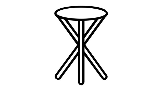 Minimalist camping stool line icon vector illustration. Simple black and white folding chair for outdoor activities, hiking, and travel. Scalable flat design for web and mobile applications.