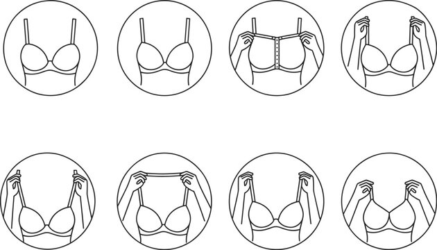 Bra Fitting and Adjustment Icons illustration vector