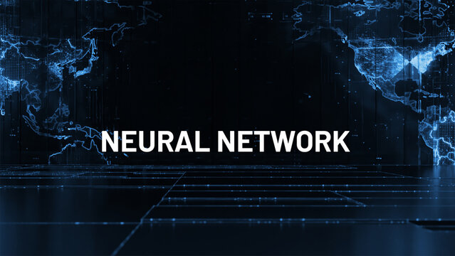 Concept, Neural Network Typography, World Map Creative Design Background
