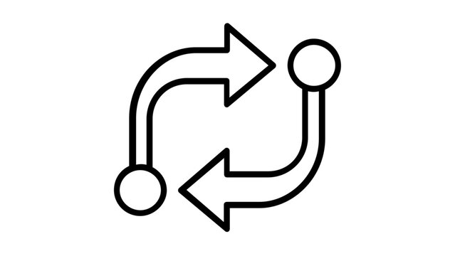 Decentralized network vector icon illustration for crypto fintech, featuring a minimalist line art design of a swap exchange cycle with curved arrows and nodes for digital finance applications.