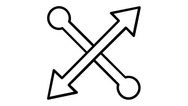 Decentralized network line icon vector illustration featuring crossed arrows with circular nodes and arrowheads, perfect for crypto fintech, blockchain technology, and digital exchange apps.