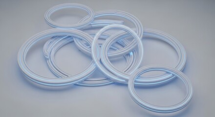 Fototapeta premium Stacked Blue Neon Rings