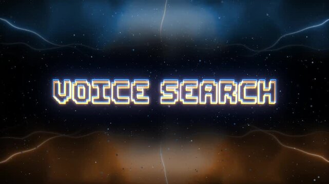 Voice Search Neon text with retro style background
