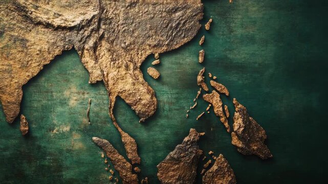 Textured map highlighting South Asia on grunge background