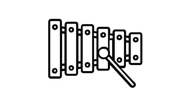 Minimalist Xylophone Vector Icon Illustration, Percussion Musical Instrument with Mallet, Flat Line Art Design for Music Education, Apps, and Creative Projects, Scalable AI-Generated Graphic.