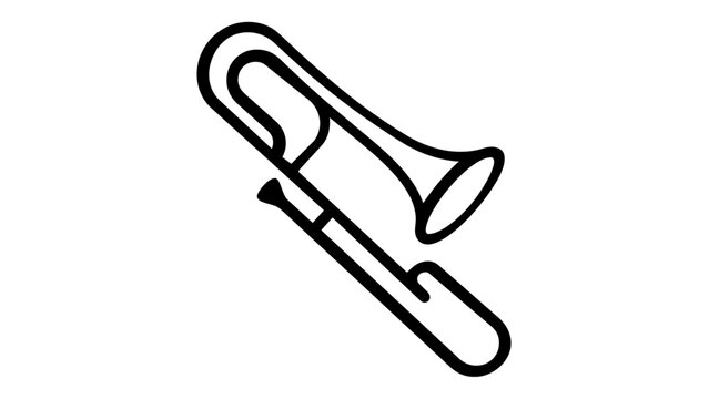 Minimalist Trombone Vector Icon Illustration, Flat Line Art Design of a Brass Musical Instrument for Jazz and Classical Music, Scalable AI-Generated Graphic for Web and Print Media Projects