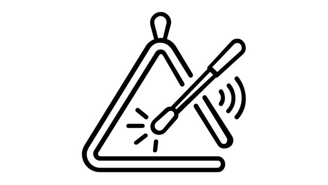 Triangle Musical Instrument Vector Icon Illustration. Minimalist Flat Line Art Design of a Percussion Instrument with Striker and Sound Waves. Scalable AI-Generated Graphic for Music Education.