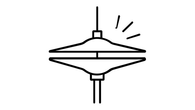 Hi-hat cymbal line icon vector illustration, minimalist black and white drum kit percussion instrument symbol for music production and band equipment design, scalable flat graphic resource.