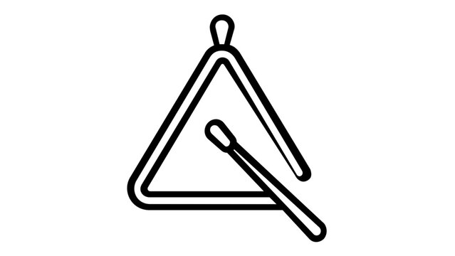 Minimalist musical triangle percussion instrument vector icon illustration. Flat line art design of a triangle with a striker, ideal for music education, orchestral apps, and rhythm concepts.
