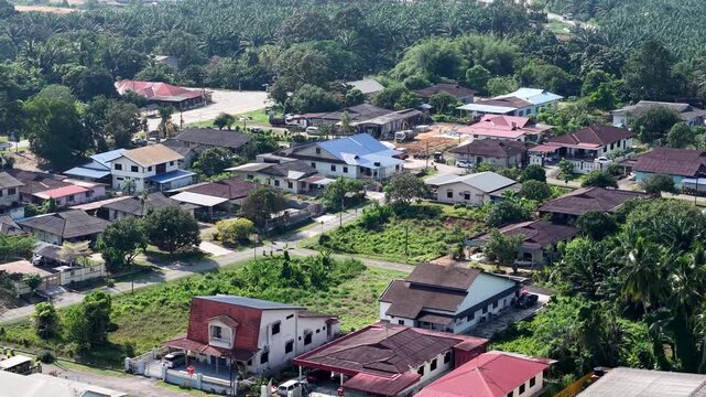 Aerial View Ulu Choh Residential Village with Palm Plantations