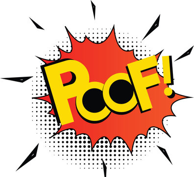 Cartoon Poof comic sign burst clouds. Speech bubble, boom sign expression and pop art text frames. Comics mem expressions speech, superhero book bubbles label. Isolated vector symbols set