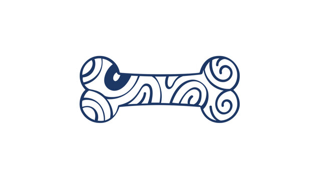 Intricate Patterned Dog Bone Vector Icon, Minimalist Pet Care Accessory Illustration for Animal Branding, Logo Design, and Web Graphics, Scalable AI-Generated Line Art Element on White Background
