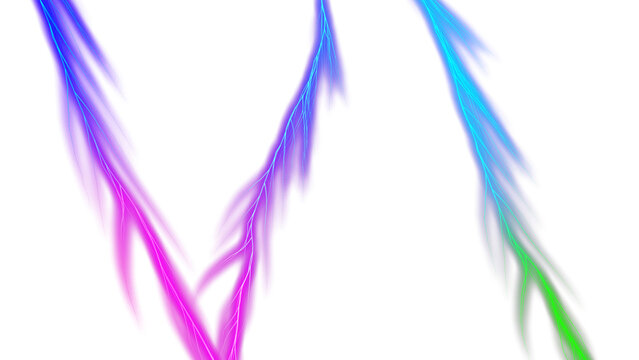 Electric Neon Lightning Strikes &ndash; Transparent Background