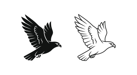 Fototapeta premium Symbolic Flying Birds: Peace Dove & Power Raven Vector Designs Vector